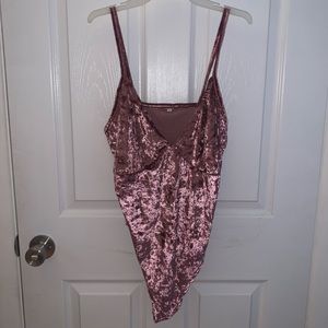 Pink velvet bodysuit